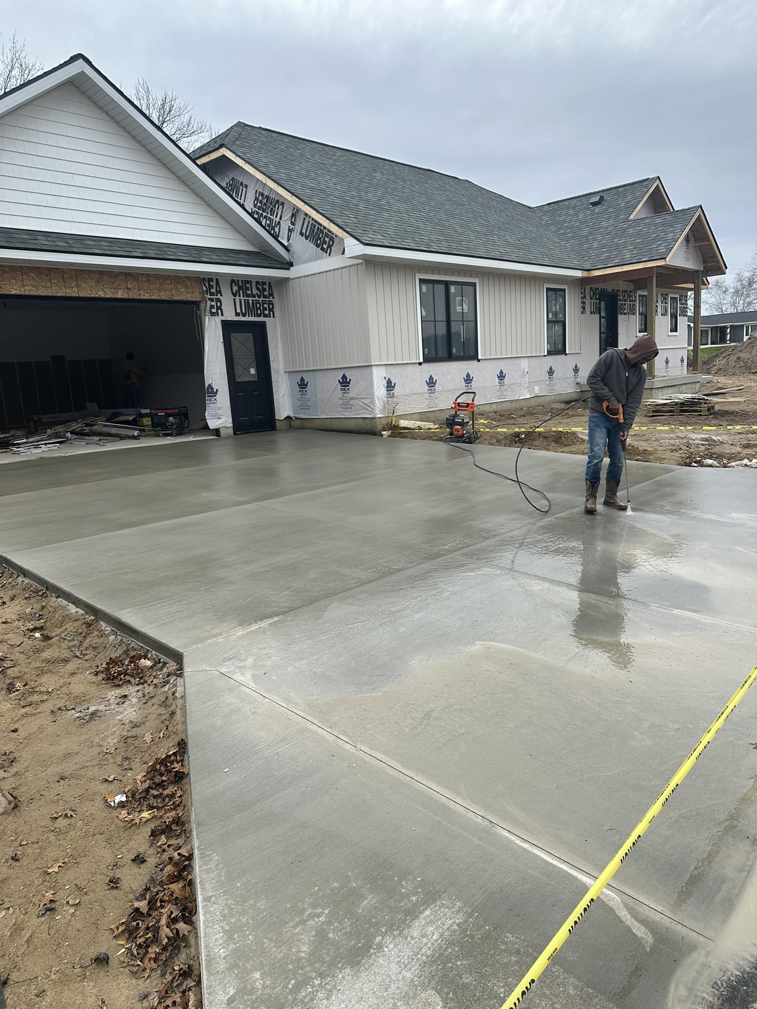 New concrete driveway