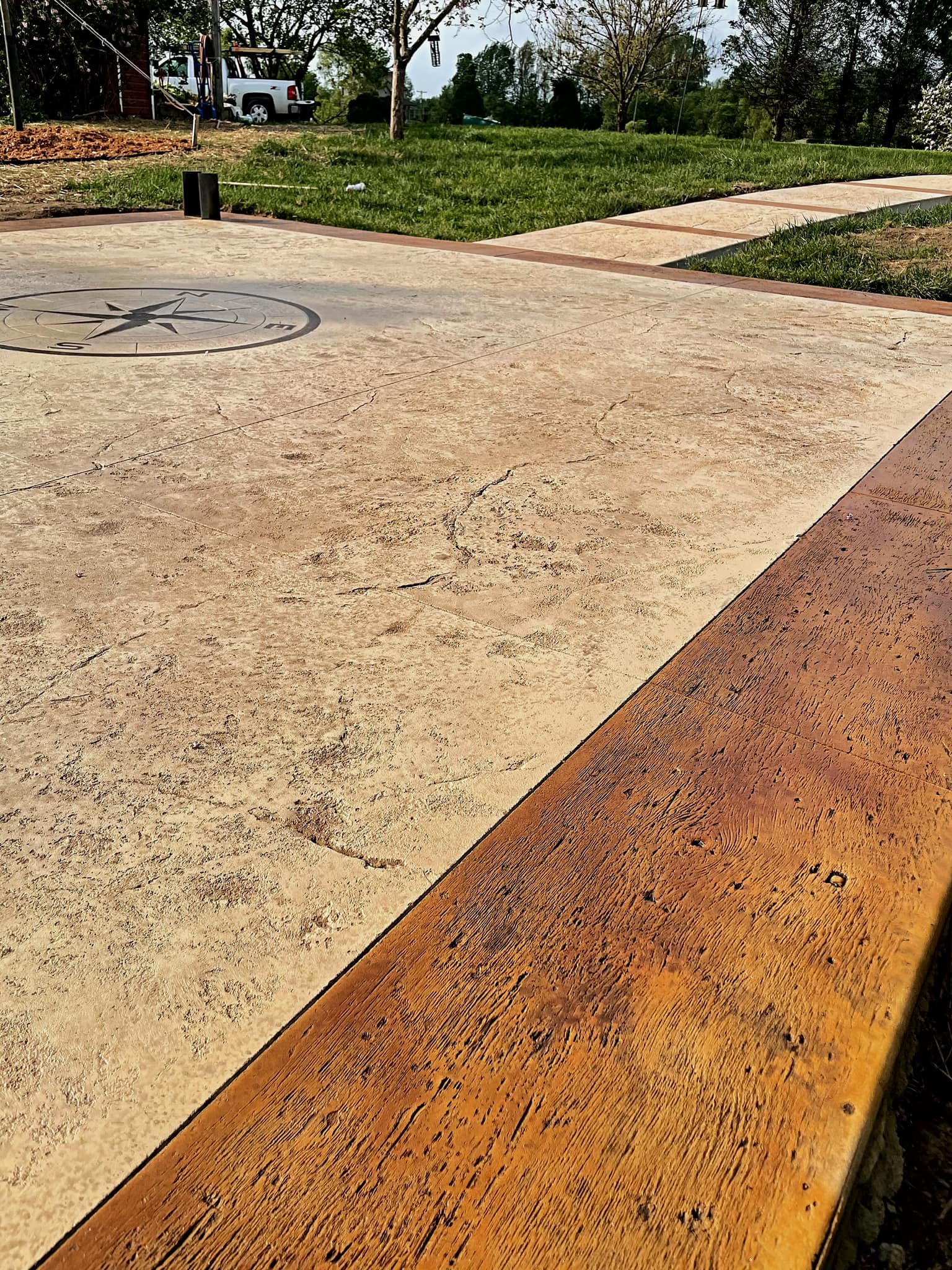 Patio with compass inlay